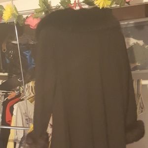 Fur trim lamb wool coat